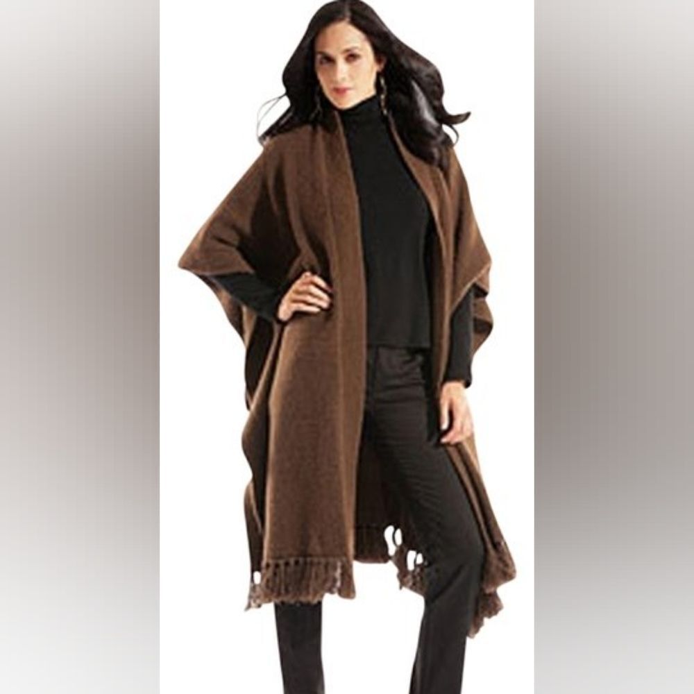 Ruth Huffman American Buffalo Hair Natural Brown Fringed Soft Shawl One Size New